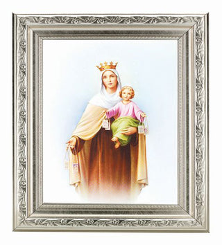 Our Lady Of Mt. Carmel Ornate Silver Frame 10" X 12"