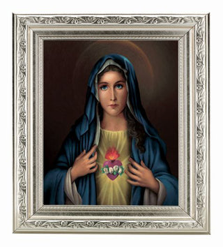 Immaculate Heart 8X10 In Ornate Silver Frame 10X12"