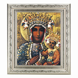 Our Lady Of Czestochowa Ornate Silver Frame 10" X 12"