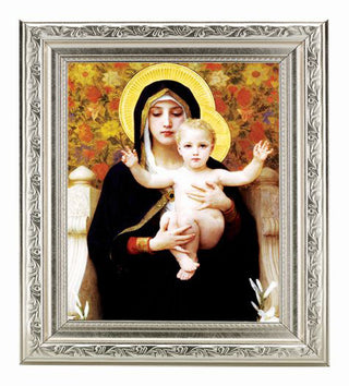 Bouguereau:Madonna Of The Roses Silver Frame 10" X 12"