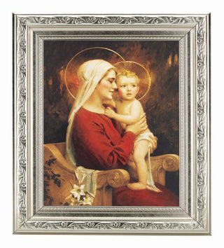 Chamers Madonna and Child Ornate Silver Frame 10" X 12"