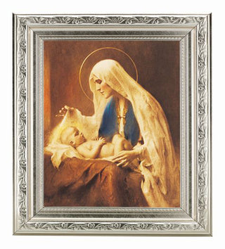 Chamers Madonna and Child Ornate Silver Frame 10" X 12"