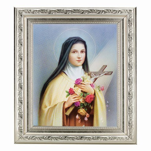 St Therese In Ornate Silver Frame 10" X 12"