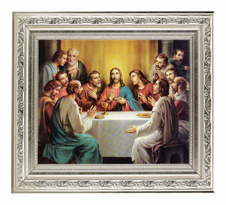 The Last Supper In Ornate Silver Frame 10" X 12"
