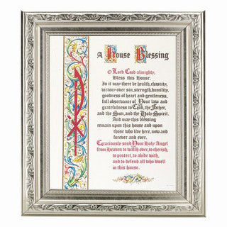 House Blessing In Ornate Silver Frame 10" X 12"