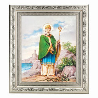 St. Patrick In Ornate Silver Frame 10" X 12"
