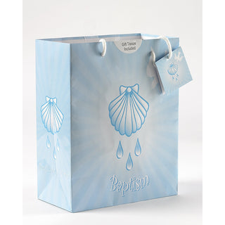 12-Pack - Large Baptism - Boy Gift Bag with Gift Tissue