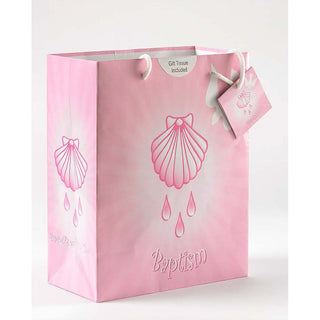 12-Pack - Small Baptism Girl Gift Bag with Gift Tissue