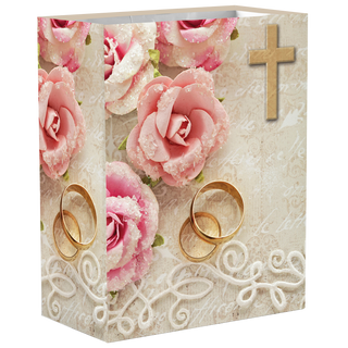 Bulk Large 9-3/4 Inch Wedding/Anniversary Gift Bag With Tissue Paper