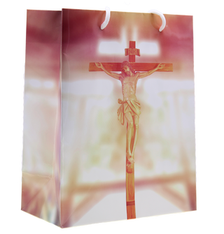 Bulk Crucifix Gift Bag with Gift Tissue- 9-3/4â x 7-3/4â - Large