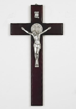 18 inch Wood St Benedict with Silver Corpus Boxed