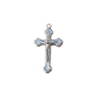 Bulk 1.38" Light Blue Enameled Cross