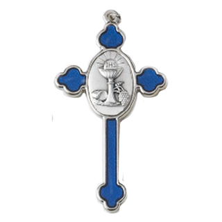 6-pack - 3" First Holy Communion Cross with Blue Enamel