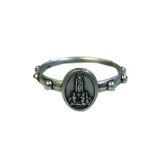 Silver-tone Lady of Fatima Rosary Ring, Size Small 12 per size-pack