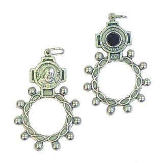 Silver-tone Saint Pio Relic Finger Rosary 25-pack