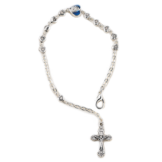 Silver-Tone Bracelet with Blue Enamel Heart and Lobster Claw Clasp 4-Pack
