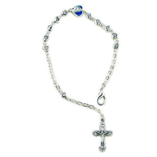 Silver-tone bracelet with Blue Enamel Heart and Lobster Claw Clasp 4-pack