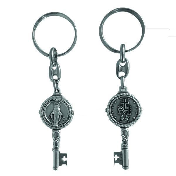 Silver-tone Key Shaped Key Ring - Miraculous Medal 6-pack ...