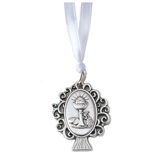 6-pack - 1.65" Silver Tone First Holy Communion Medal
