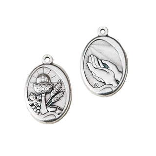 Bulk 1.06" Silver Plated First Holy Communion Medals