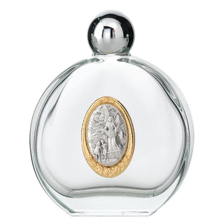 3-pack - Large Glass Holy Water Bottle with 2 Tone Medal of Guardian Angel