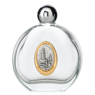 3-pack - Large 4 oz Lady of Fatima Glass Holy Water Bottle with Two Tone Medal