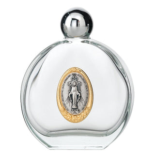 3-pack - Large 4 oz Miraculous Medal Glass Holy Water Bottle with Two Tone Medal