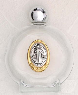 3-pack - Saint Benedict Glass Holy Water Bottle with Two Tone Medal