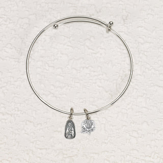 4-pack - Lady of Guadalupe & Rose Charm Bangle Bracelet