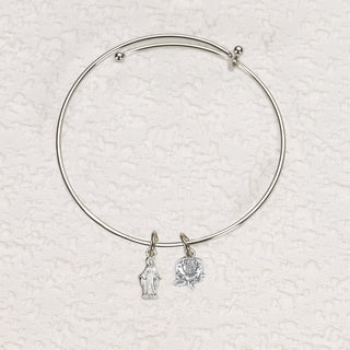 4-pack - Miraculous Medal & Rose Charm Bangle Bracelet