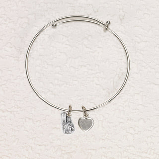 4-pack - Joan of Arc & Heart Charm Bangle Bracelet