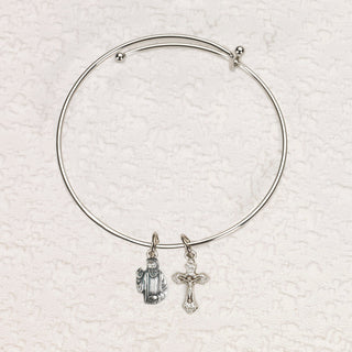4-pack - St. Pio of Pietrelcina Padre Pio and Crucifx Charm Bangle Bracelet
