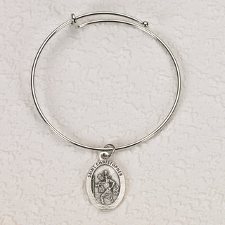 4-pack - Oval Saint Christopher Bangle Bracelet