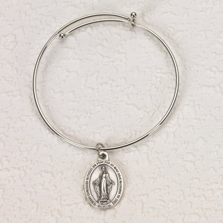 4-pack - Oval Miraculous Medal Bangle Bracelet