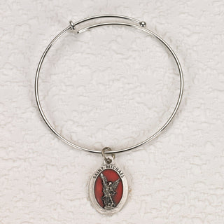 4-pack - Oval Enameled Saint Michael Bangle Bracelet