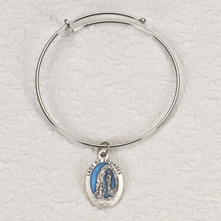 4-pack - Oval Enameled Lady of Lourdes Bangle Bracelet