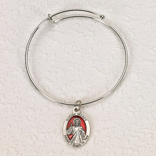 4-pack - Oval Enameled Divine Mercy Bangle Bracelet