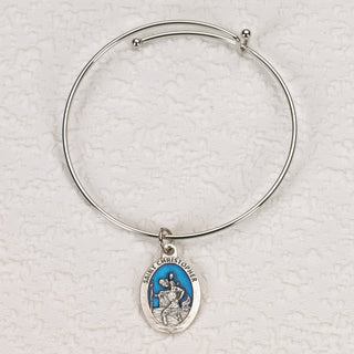 4-pack - Oval Enameled St. Christopher Bangle Bracelet