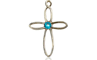 14kt Gold Filled Loop Cross Pendant with a 3mm Zircon Swarovski stone on an 18-inch Gold Filled Light Curb Chain