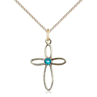 14kt Gold Filled Loop Cross Pendant with 3mm Zircon Swarovski Necklace