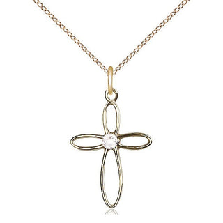 14kt Gold Filled Loop Cross Pendant with 3mm Crystal Swarovski Necklace