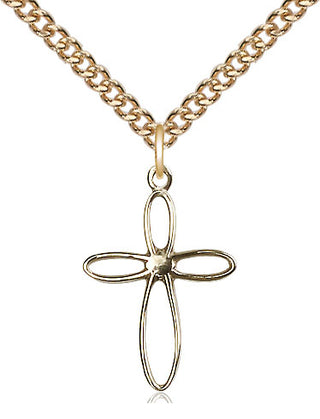 14kt Gold Loop Cross Medal