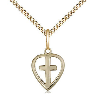 14kt Gold Filled Heart Cross Medal Religious and Catholic Jewelry