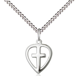 Sterling Silver Heart Cross Medal Religious and Catholic Jewelry