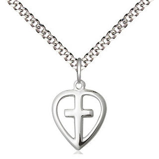 Sterling Silver Heart Cross Medal Religious and Catholic Jewelry