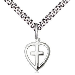 Sterling Silver Heart Cross Medal Religious and Catholic Jewelry