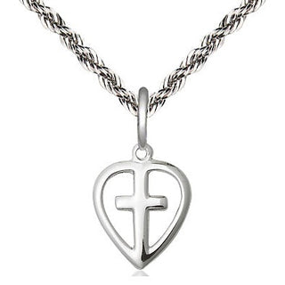 Sterling Silver Heart Cross Medal Religious and Catholic Jewelry