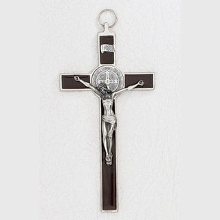 8 Inch Brown Enamel - Saint Benedict Cross Boxed