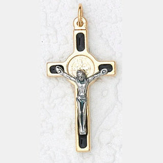 Bulk Saint Benedict Gold Tone Enamel Crosses - 10 Options