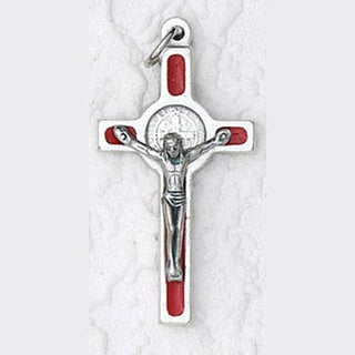 Bulk Saint Benedict Silver Tone Enameled Crosses - 10 Options